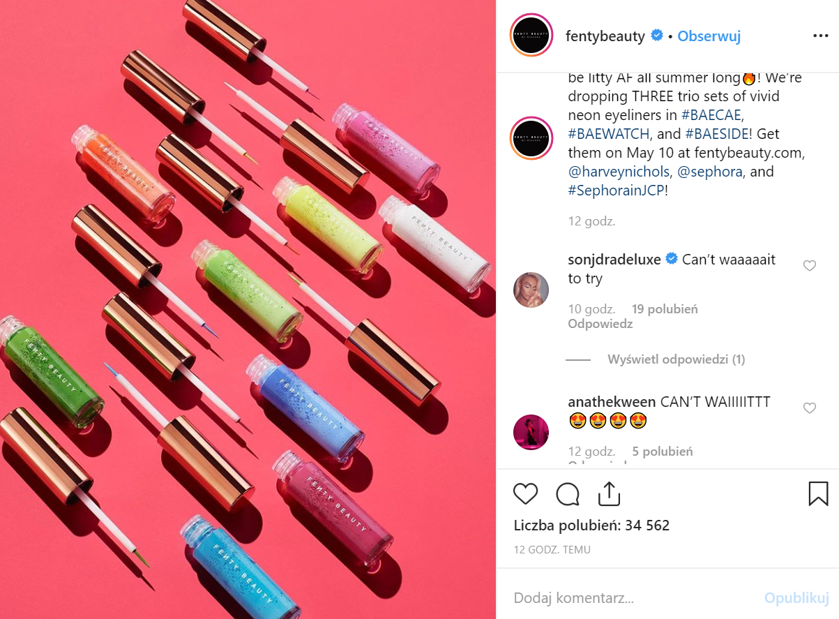 Rihanna - kolorowe kosmetyki Fenty Beauty na lato 2019 